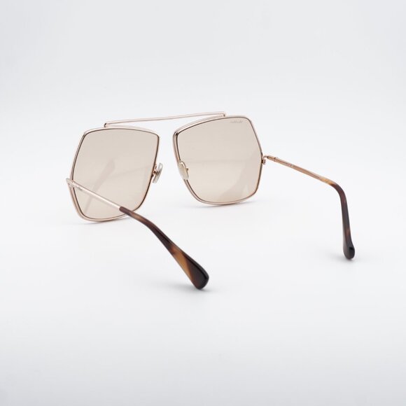 Max Mara Elsa MM0006 28E Sunglasses Rose Gold Geometric Frame, Brown Lenses main image 6